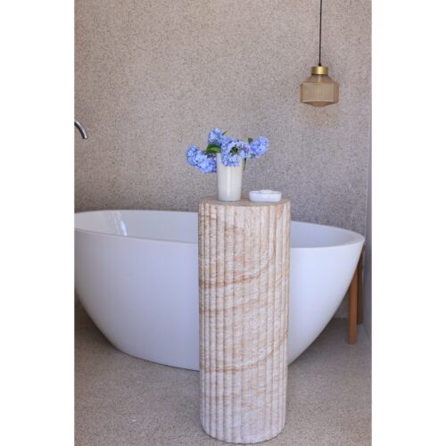 复古大理石纹路高款罗马柱边几