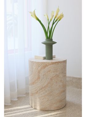 嘻物所沙发圆柱边桌边几民宿客厅仿大理石茶几设计艺术经典百搭