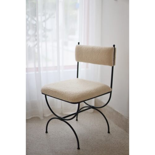 法式书桌椅嘻物所金属简约颗粒绒