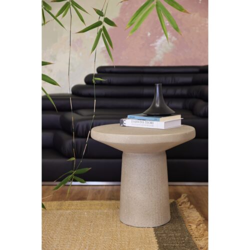 嘻物所北欧简约圆形质感沙色边几
