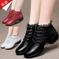 Кожаные туфли, современная танцующая флисовая спортивная обувь, мягкая подошва