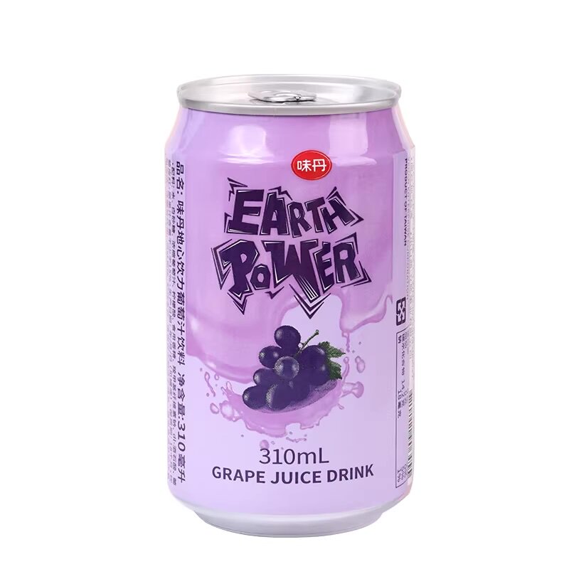台湾进口味丹地心饮力果汁饮料葡萄味水蜜桃味310ml