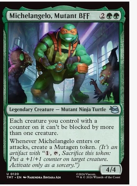 万智牌 变种佳友米开朗基罗 Michelangelo, Mutant BFF 银 绿 闪