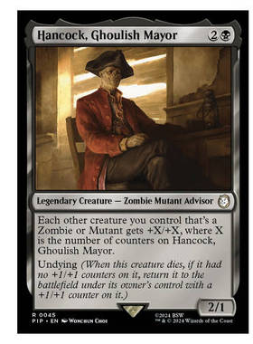 牌客窝 万智牌 尸鬼市长汉考克 Hancock, Ghoulish Mayor 金 黑