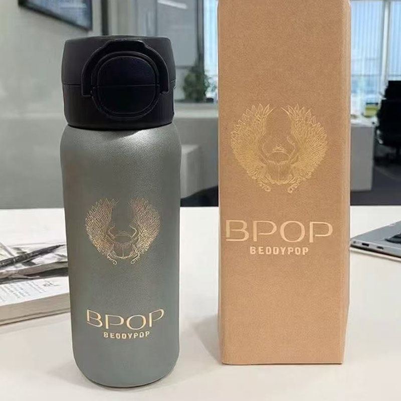 杯具熊海浪双饮保温杯圣甲虫纯色简约成人吸管直饮高颜值潮酷水杯