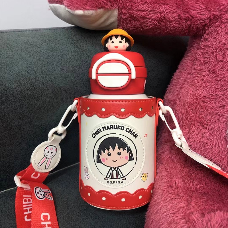 杯具熊樱桃小丸子联名儿童保温杯开口笑双饮式宝宝小学生便携水壶