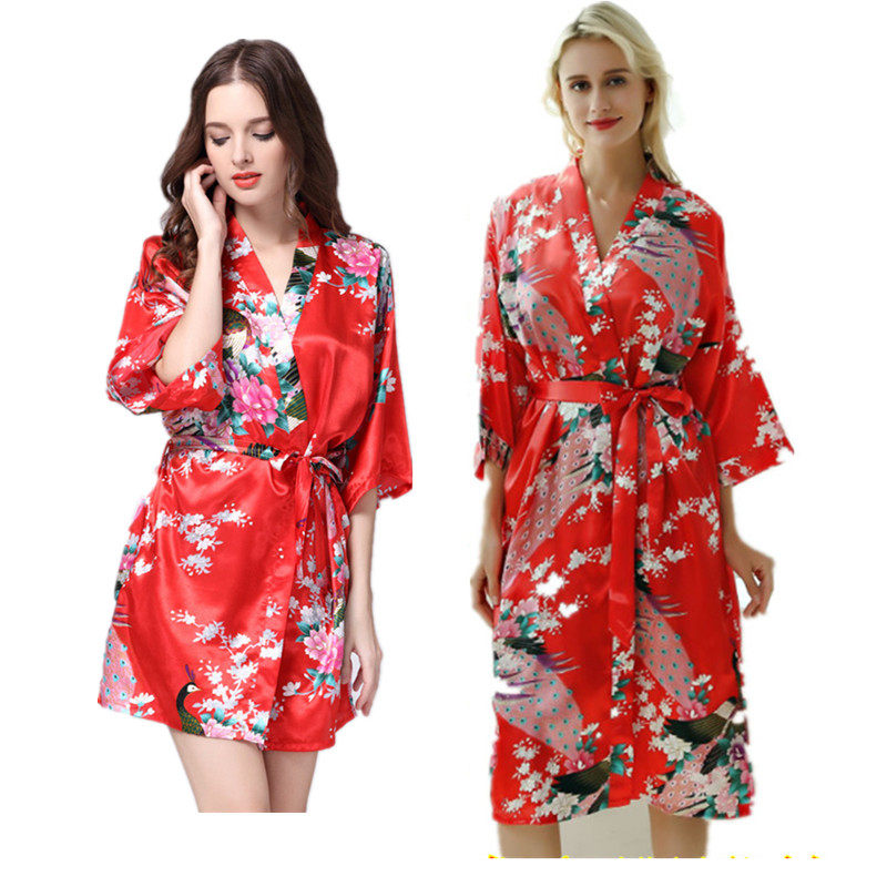 孔雀印花仿真丝睡袍女日式和风加长款浴袍复古樱花美容院开衫浴衣,女士内衣/男士内衣/家居服,睡袍/浴袍,淘宝优惠券,粉丝福利购,淘宝优惠卷