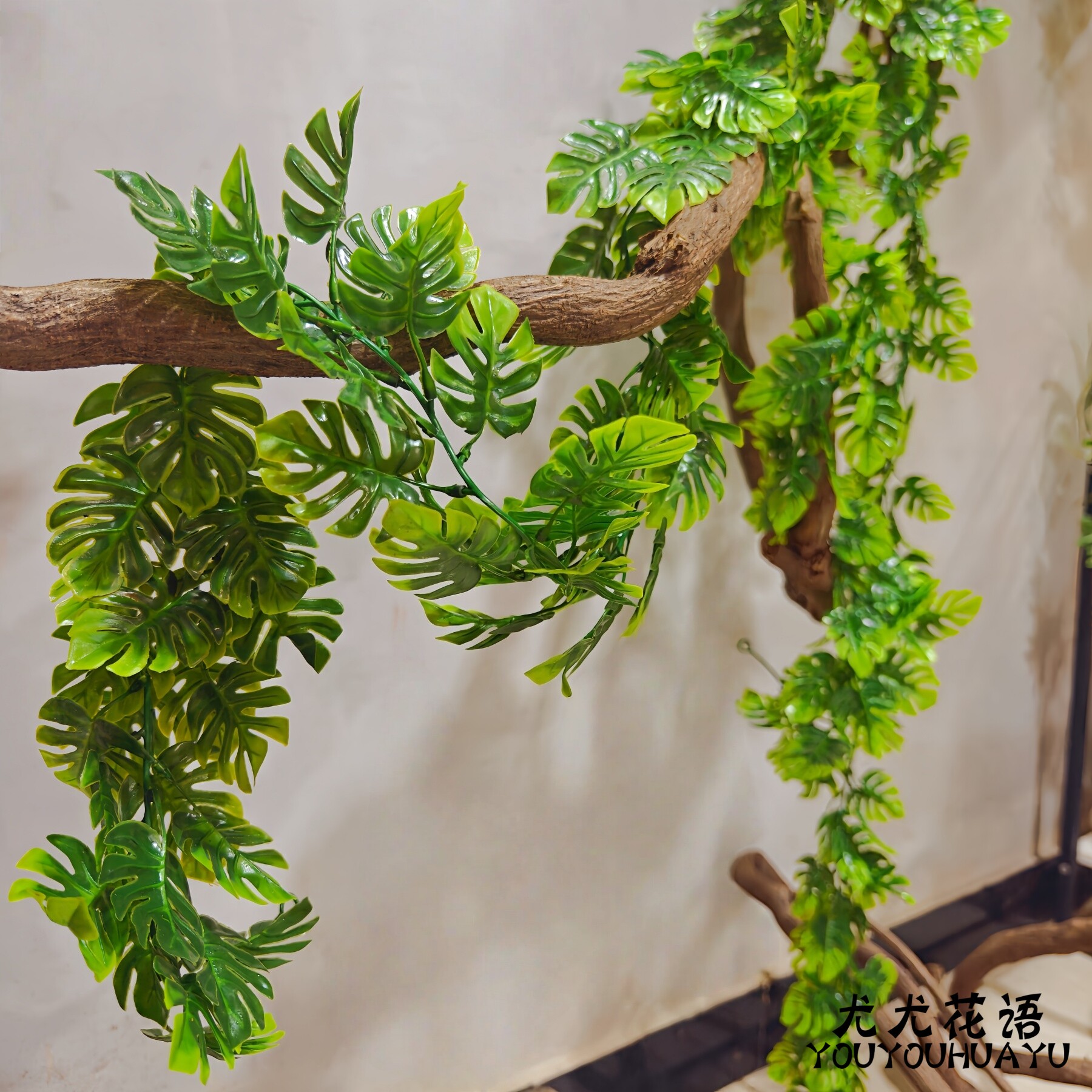 仿真藤条龟背叶塑料假花藤仿真绿植爬藤热带植物藤蔓高颜值装饰藤
