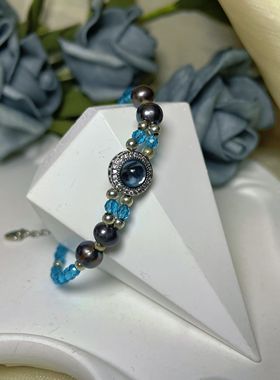 【BW宝石】海蓝宝宝石搭配天然珍珠和尖晶石手链