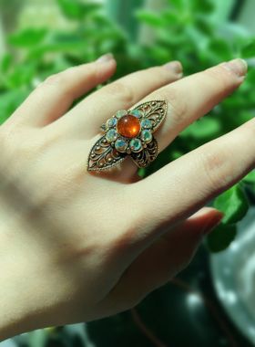 【BW中古】西德果子橘琉璃戒指，开口戒，款式稀有，很难得