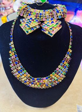 【BW中古】Julianna精工金精镶碎钻大套装，包含项链，手链，耳夹