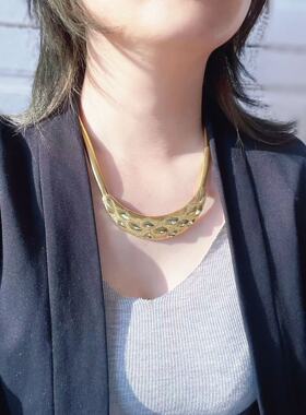 【BW中古】中古法产浓金蛇骨项链（雕同工厂）