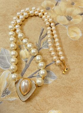 【BW中古】Napier奶片儿经典款浓金琉璃珍珠项链
