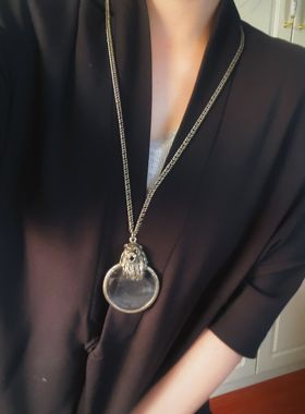 【BW中古】非常稀有的古董款水晶放大镜，配狮子配饰镶嵌