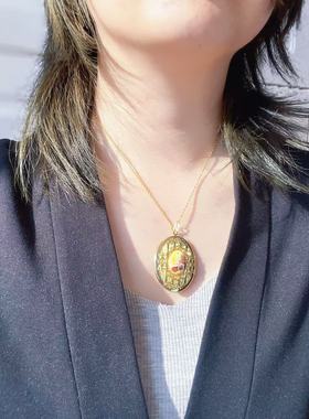 【BW中古】中古维多利亚时期素金板绘相盒项链