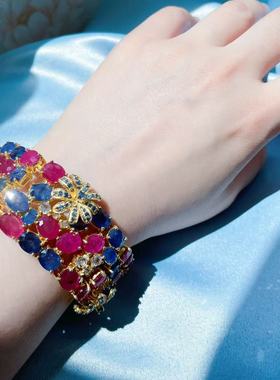【BW宝石】宝石锦囊系列手镯手链，完全由红宝石和蓝宝石镶嵌而成