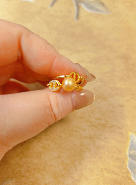 【BW珍珠】8+特价599南洋金珠开口戒，两款