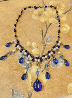 【BW设计款】原创设计师款老捷克多彩琉璃和珍珠项链，独特无两