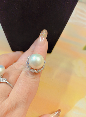 2025年新款戒指女轻奢高级感开口指环16mm爱迪生珍珠