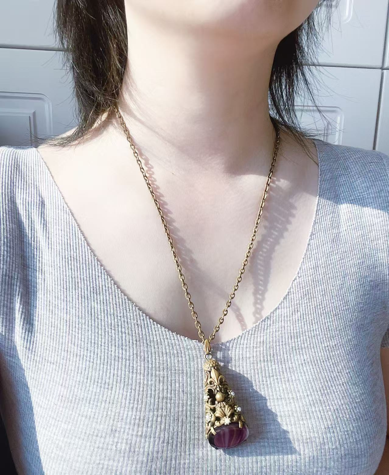 【BW中古】中古Florenza无标云纹琉璃吊坠，做工精致