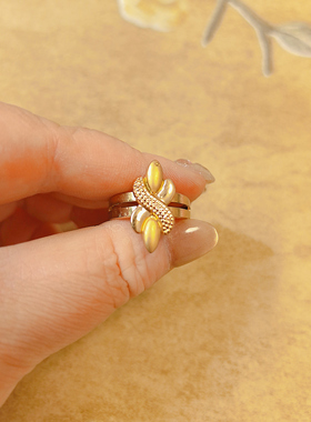 【BW中古】交叉双色缠绕款戒指，浓金款
