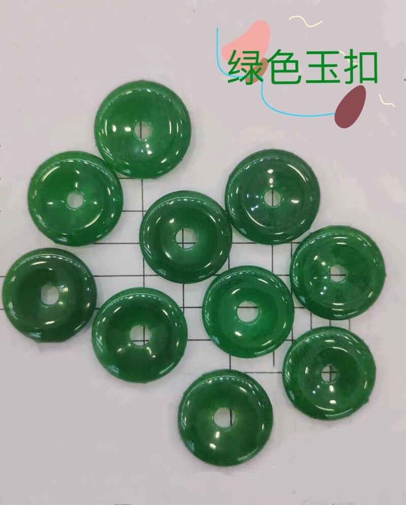 天然玉石绿玉扣挂件翠玉青平安扣项链吊坠翡翠绿色玉扣青玉坠饰品