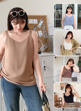 200斤胖mm春夏V领吊带雪纺打底衫大码女装内搭外穿T恤上衣女31376