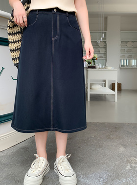 大码女装胖mm高腰牛仔半身裙女宽松显瘦遮肉百搭中长款裙子32250
