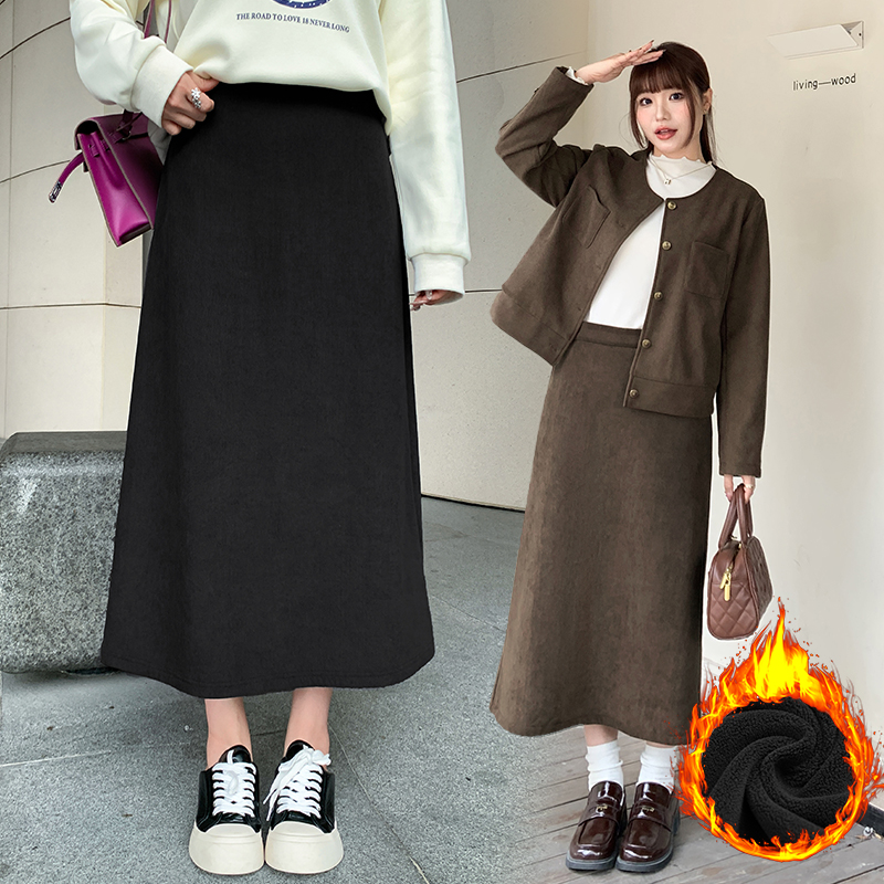 秋冬大码女装胖mm高腰显瘦中长款