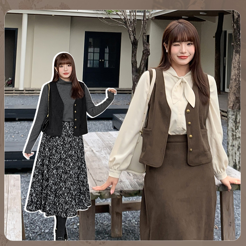 大码女装200斤胖mm假两件衬衫