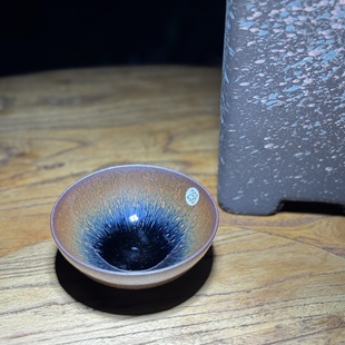 孔夫寺建盏陈贤建柴烧茶具主人杯原矿釉传统平口兔毫盏大通天龙窑