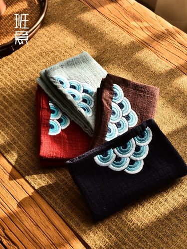 班意纯棉麻茶巾日式布艺加厚吸水