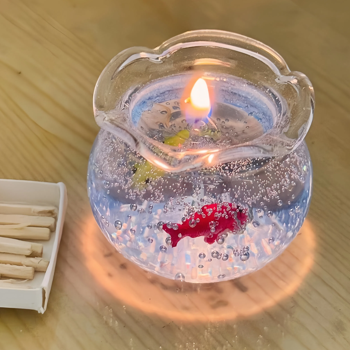 迷你泡泡金鱼鱼缸香薰蜡烛女生生日礼物小众高级氛围摆件果冻腊