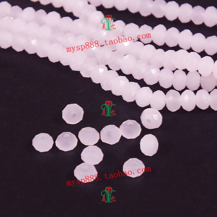 扁圆转运水晶珠子磨砂粉红粉玉色