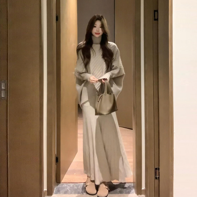 不规则针织毛衣套装连衣裙子女秋冬季2025新款韩系穿搭一整套长裙