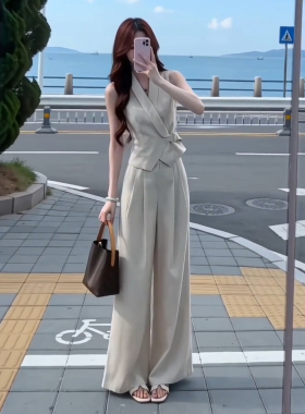 2026新款高级气质收腰V领马甲阔腿裤套装女夏季轻熟风韩系两件套