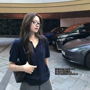 superniniyy 书卷气&羊毛老钱风polo领极简清爽气质针织衫女春