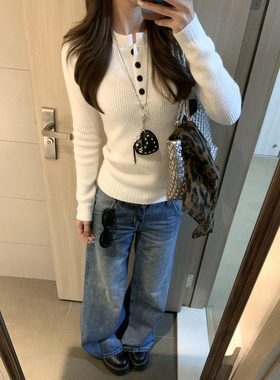 白色修身内搭可外穿毛衣女秋冬2025新款慵懒高级感针织打底衫上衣