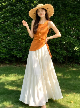 韩系巨好看穿搭一整套2026新款不规则背心上衣女夏季半身裙子套装