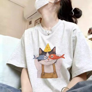 新款 大码 学院风宽松胖mm斤可穿 韩版 t恤女2026夏季 女装 纯棉短袖