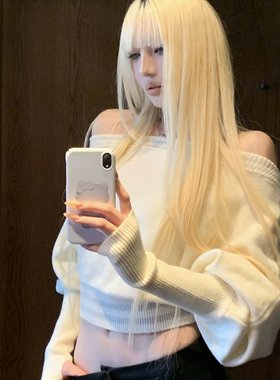 Rase le sol‘CloudKnit’软糯一字肩毛衣宽松慵懒短款套头针织衫