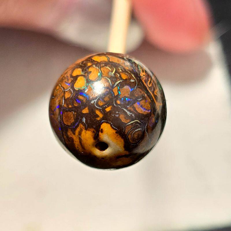 【月成】纯天然铁欧泊脉石脉络圆珠 手串DIY配件 澳宝散珠子13+mm