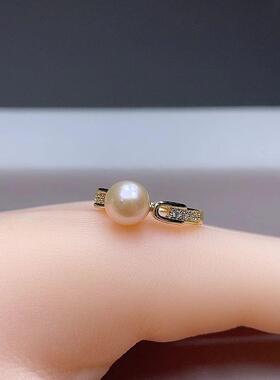 天然淡水珍珠戒指女士活口可调节