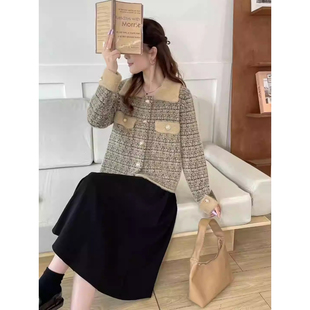 小个子洋气仿水貂绒外套女秋冬季新款格子上衣女士长袖大衣开衫