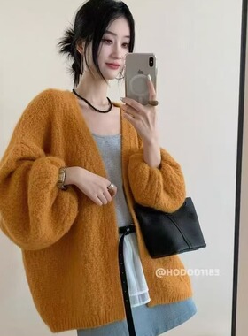 韩系复古高级感慵懒风针织开衫2025秋季新款宽松百搭气质毛衣外套