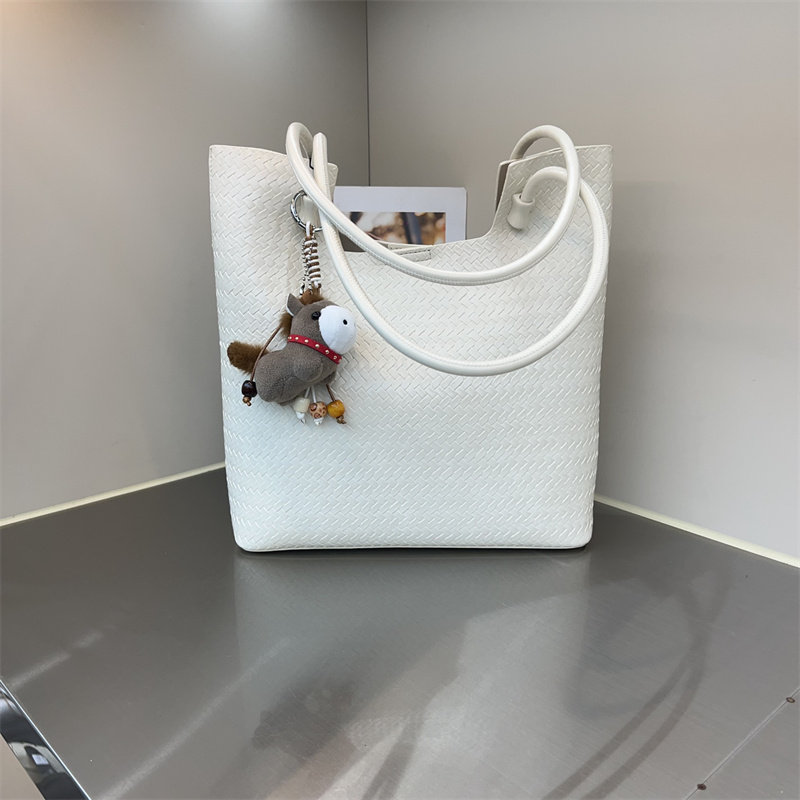 2026新款韩版编织纹托特包通勤百搭大容量腋下单肩包手提包子母包