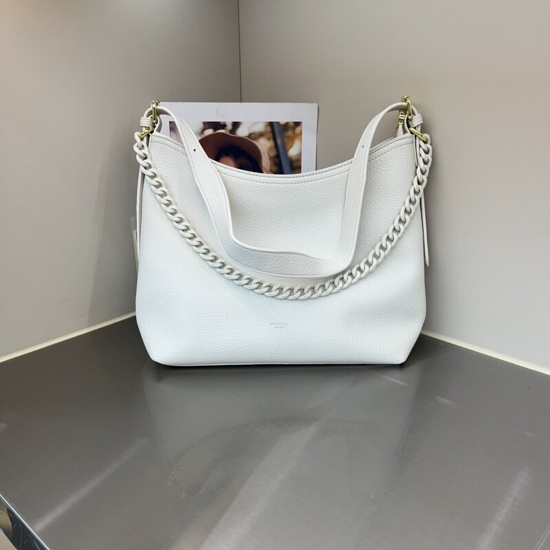 2026新款韩版荔枝纹软皮托特包休闲简约链子手提包质感单肩斜跨包