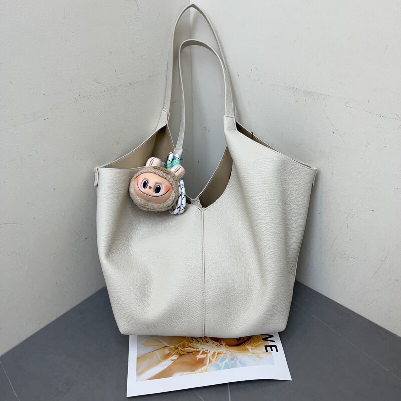 2026新款时尚荔枝纹软皮托特包休闲慵懒风大容量腋下单肩包手提包