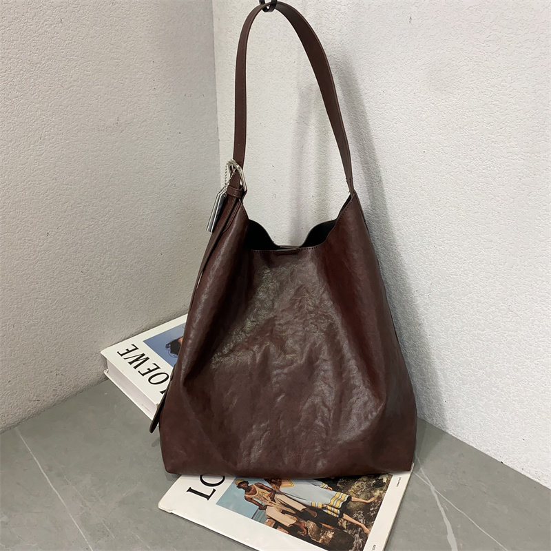 2025新款韩版时尚托特包休闲慵懒风大容量腋下单肩包简约子母包女