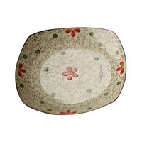 Export to Japan antique glaze pure hand-painted retro square dish inventory, heart plate, salad plate, large, medium and small sizes thumbnail 3